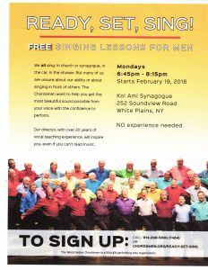 FREE Singing Lessons for Men from in and around Westchester County.