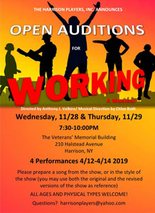 The Harrison Players Announce OPEN AUDITIONS for "WORKING:  A MUSICAL" (2012)