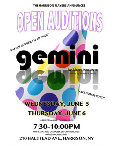 The Harrison Players Announce OPEN AUDITIONS for "GEMINI"