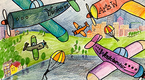 Sky above Yonkers, drawing Airplanes – Yonkers Quilt