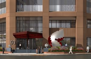 Rendering of monumental sculpture to be installed at 50 Main Street