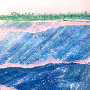 Around the Globe (with crayons). Ocean Waves Collage. Zoom live art workshop.