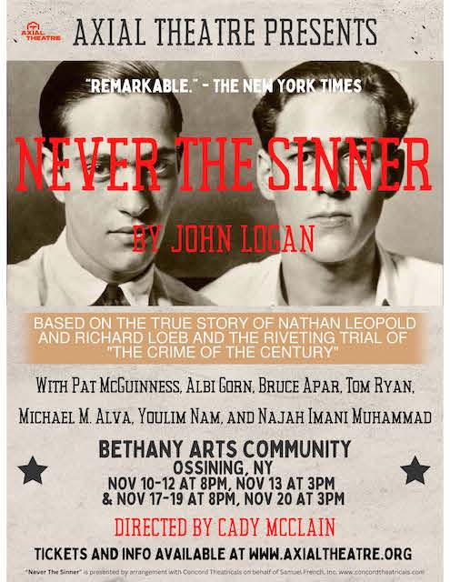 Axial Theatre presents Never the Sinner by John Logan