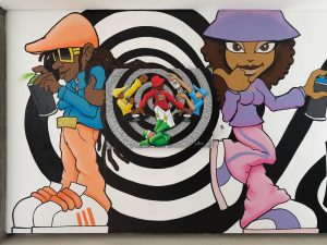 Spiral Mural on display at the Hudson River Museums Hip Hop Heroes Exhibition