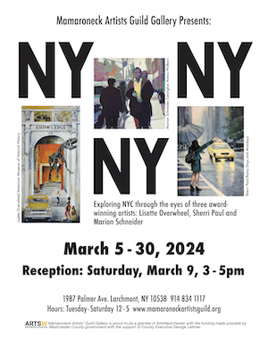 NY NY NY: Show by Lisette Overweel, Sherri Paul, Marion Schneider | Dates: Mar 5 - 30, 2024 | Reception: Mar 9, 3 - 5pm