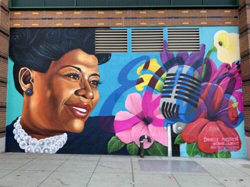 Danielle Mastrion Mural of Ella fitzgerald at Ridge Hill