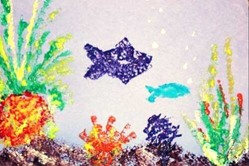 abstract fish kid's painting