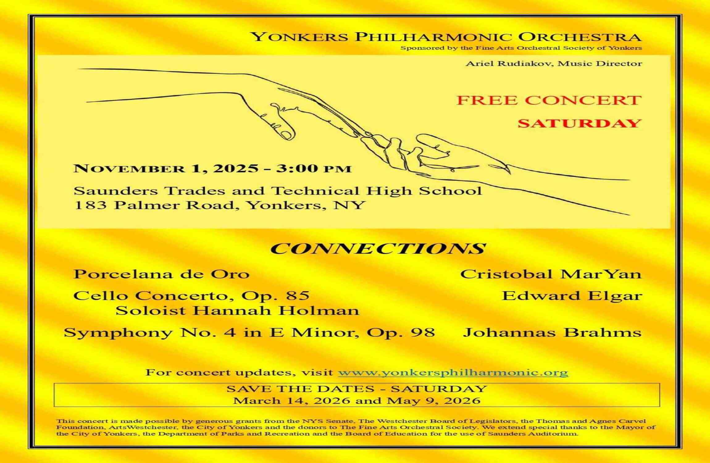 THE YONKERS PHILHARMONIC presents CONNECTIONS on SATURDAY, November 1, 2025 3:00 pm