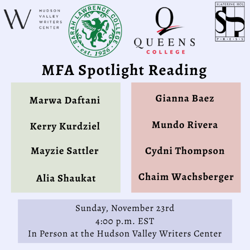 Slapering Hol Press and HVWC Present the MFA Spotlight Reading