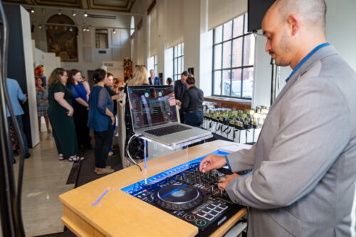 DJ at an event at ArtsW