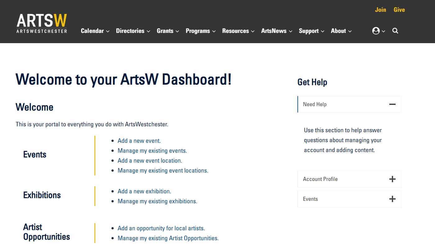 Sample image of Welcome Dashboard
