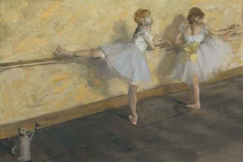 Dega's "Danceers practicing at the barre"