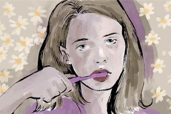 Illustration of girl brushing her teeth